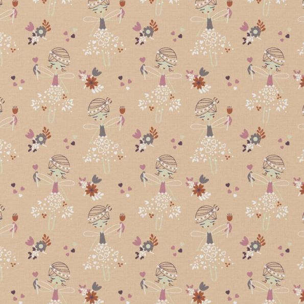 Tissu Coton imprimé Arty Maryka Shell sur fond Beige clair - Par 10 cm