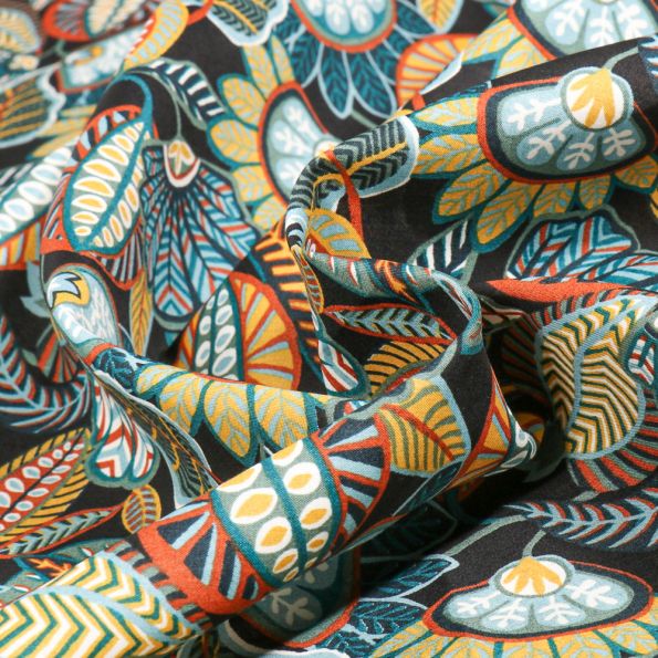 Tissu Liberty of London Harvest sur fond Bleu marine - Par 10 cm