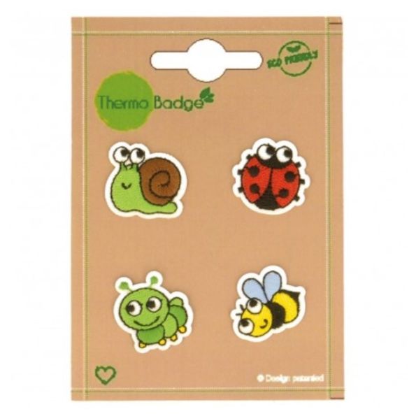 Ecusson Thermocollant Animaux - Escargot, coccinelle, chenille et abeille