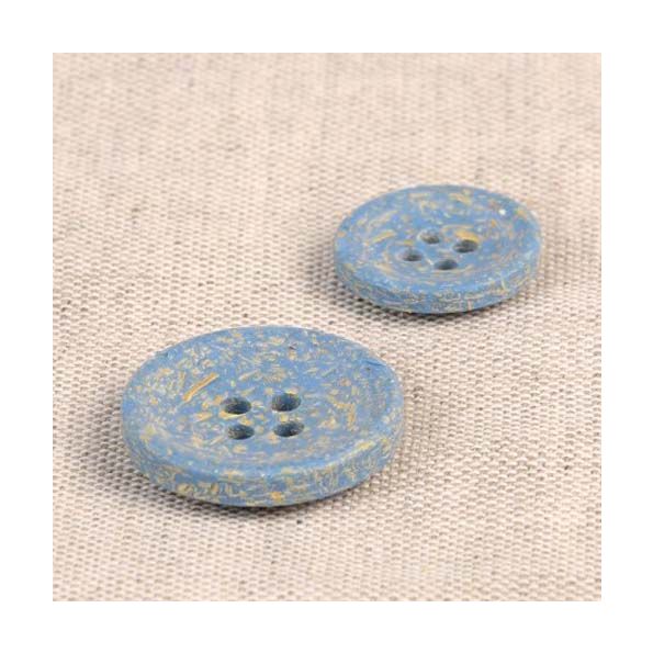 Bouton Ecorce de riz 15 mm Bleu ciel