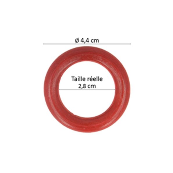 Anneaux de sac en bois Rouge 45 mm - X4