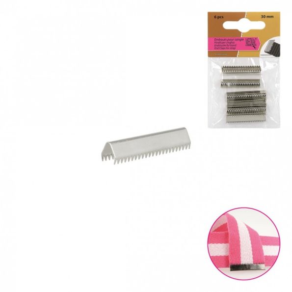 Embout pour sangle 30 mm x6 - Argent