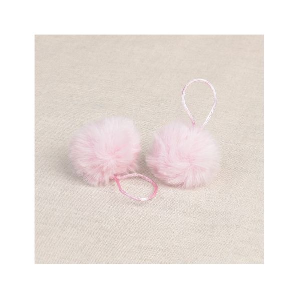 Pompon imitation fourrure 4 cm Rose clair