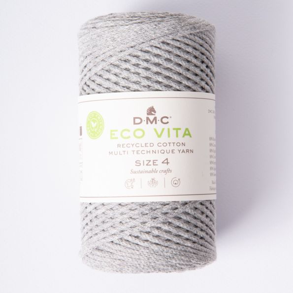 Cordon de Coton recyclé Eco Vita Taille 4 DMC - Gris clair chiné