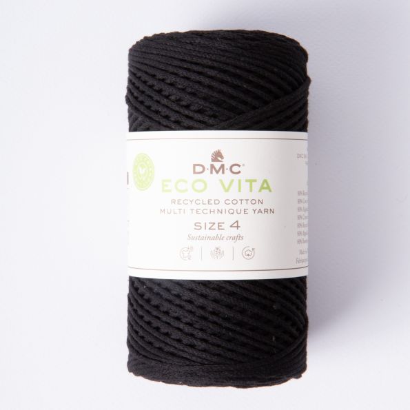Cordon de Coton recyclé Eco Vita Taille 4 DMC - Noir