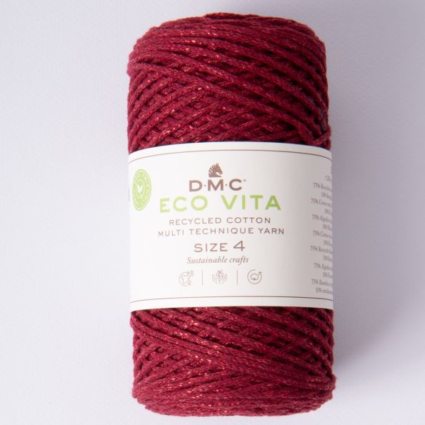 Fil Eco Vita – Métallisé - Coton Recyclé Taille 4 Rouge