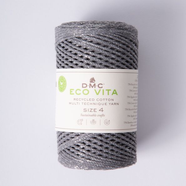 Fil Eco Vita – Métallisé - Coton Recyclé Taille 4 Gris