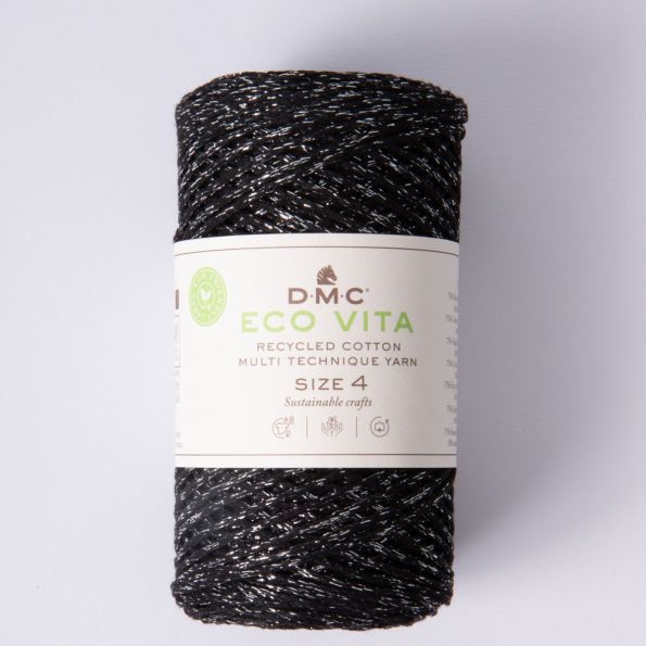Fil Eco Vita – Métallisé - Coton Recyclé Taille 4 Noir