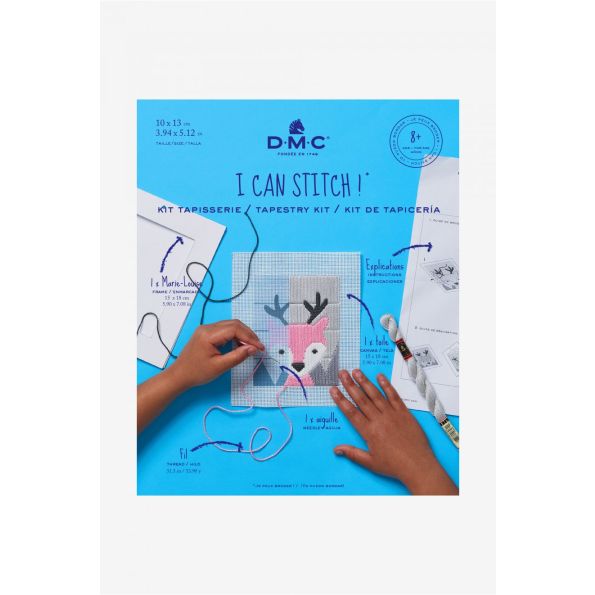 Kit Tapisserie point lancé DMC - Renne 10x13 cm