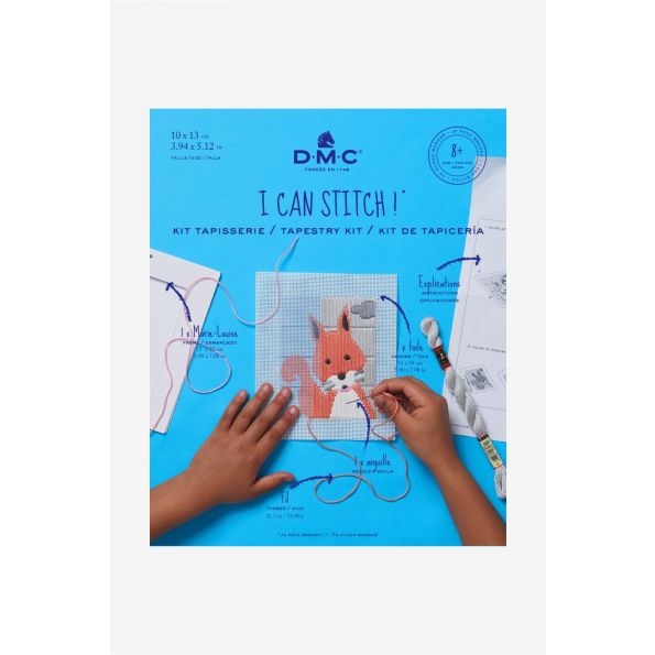 Kit Tapisserie point lancé DMC - Ecureil 10x13 cm