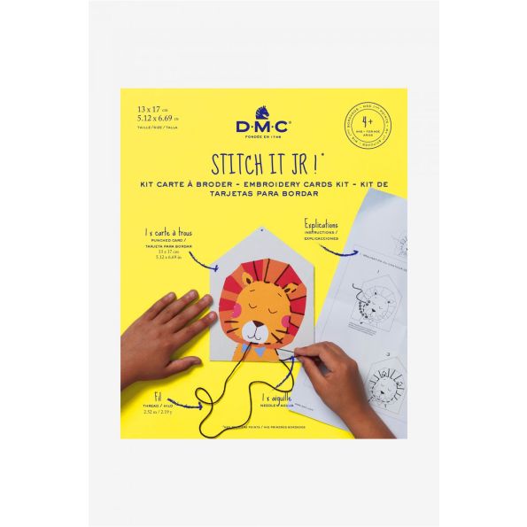 Kit carte à broder enfant DMC - Lion 13x17 cm