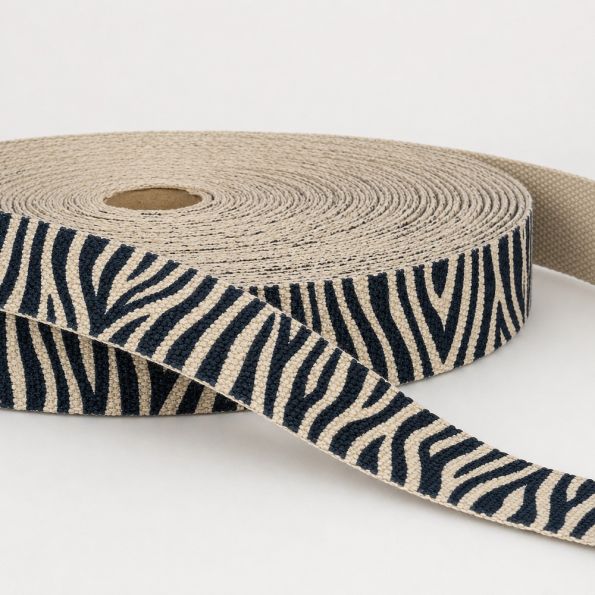 Sangle Polyester aspect Coton 30 mm Zèbre beige