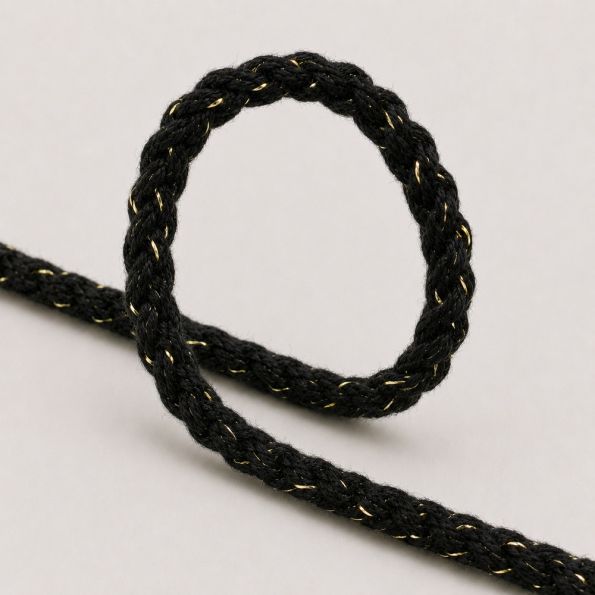 Cordon Sweat Tressé Lurex 5 mm Noir