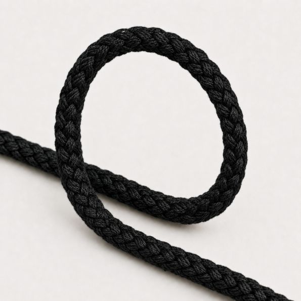 Cordon Sweat Tressé 6 mm uni Noir