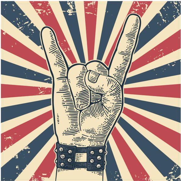 Sticker textile thermo-adhésif 7x7 cm - Rock'n Roll