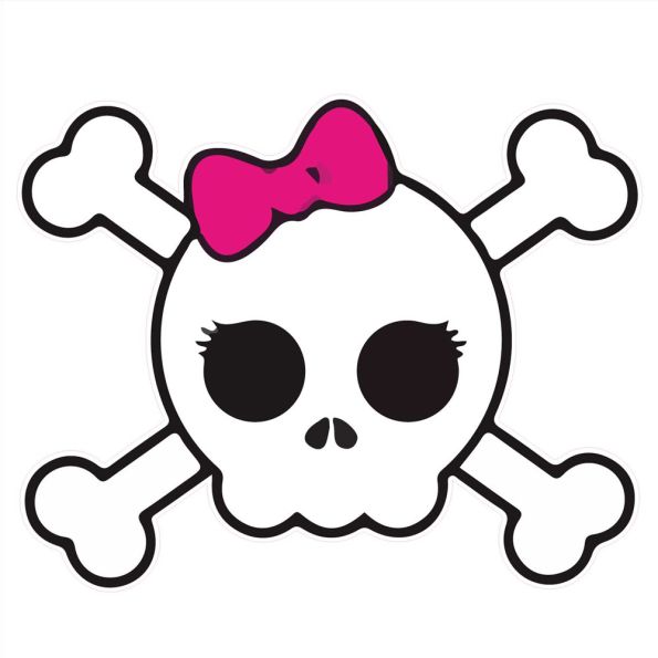 Sticker textile thermo-adhésif 7x7 cm - Tête de mort girly