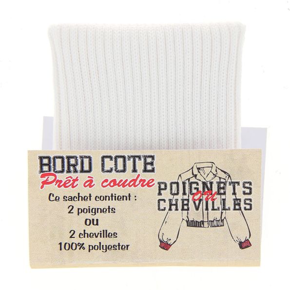 Bord côte pour poignets ou chevilles - Blanc