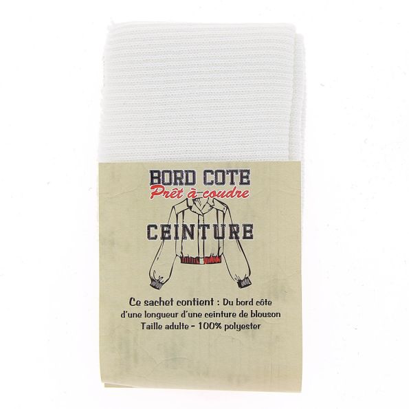 Bord côte pour bas de blouson et ceinture - Blanc