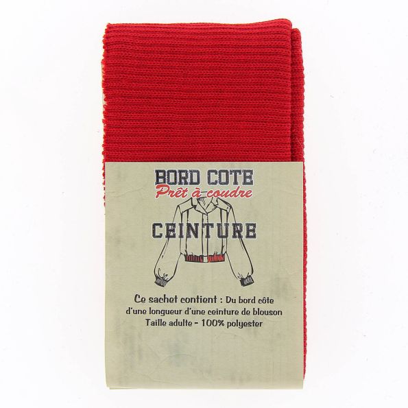 Bord côte pour bas de blouson et ceinture - Rouge