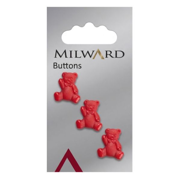 Bouton Milward Oursons rouges 17 mm x3
