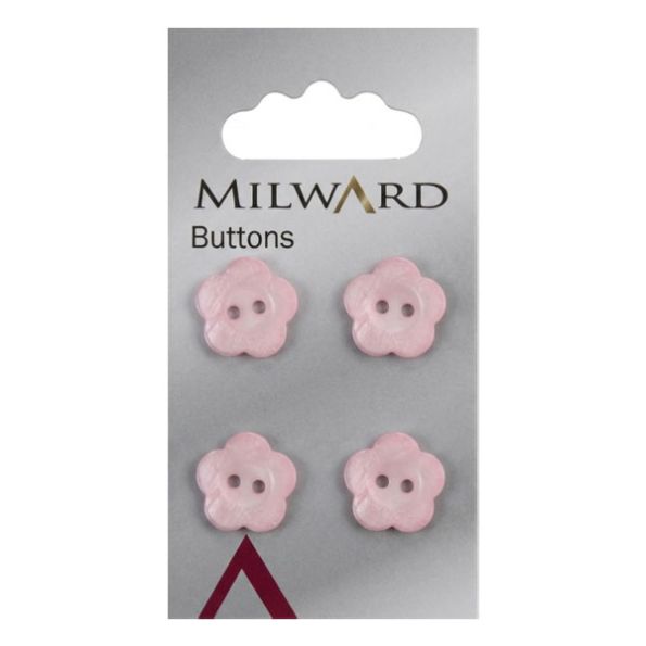 Bouton Milward Fleur rose 15 mm x4