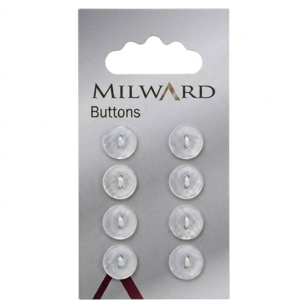 Bouton Milward Nacré 2 trous 11 mm x8