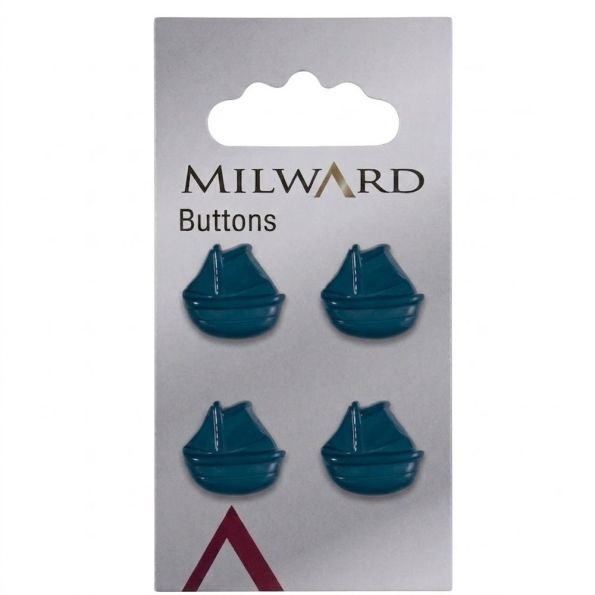 Bouton Milward Bateaux bleu 14 mm x4