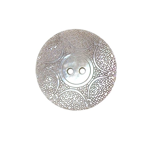 Bouton nacré gravé Laurence 27 mm - Blanc