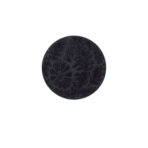 Bouton fleur gravé Pauline 22 mm - Noir