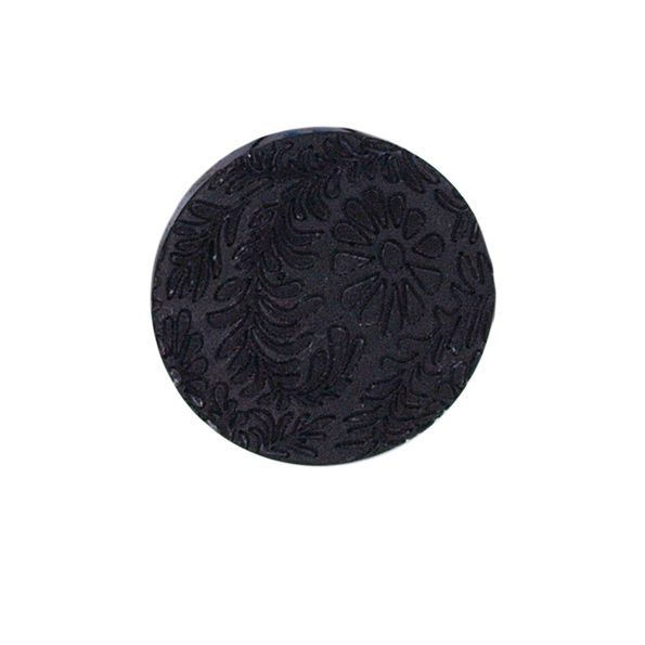 Bouton fleur gravé Pauline 27 mm - Noir
