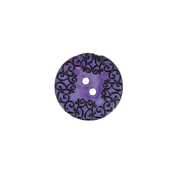Bouton nacré  gravé 22 mm - Violet