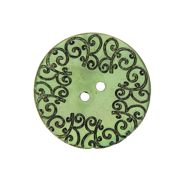 Bouton nacré  gravé 27 mm - Vert