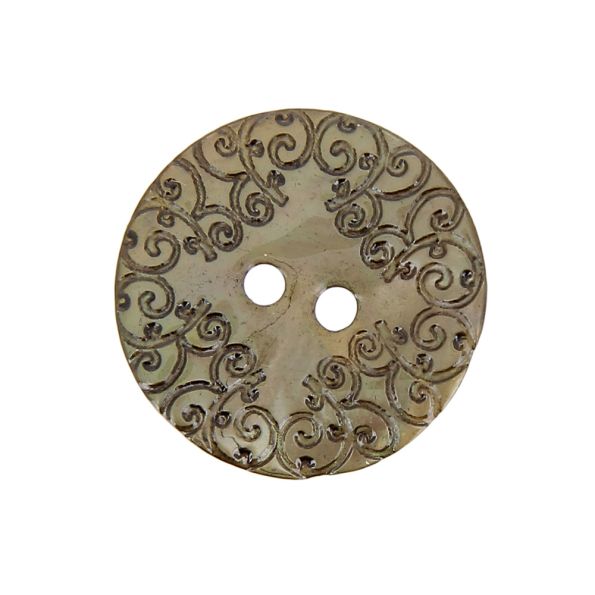 Bouton nacré  gravé 27 mm - Ecru