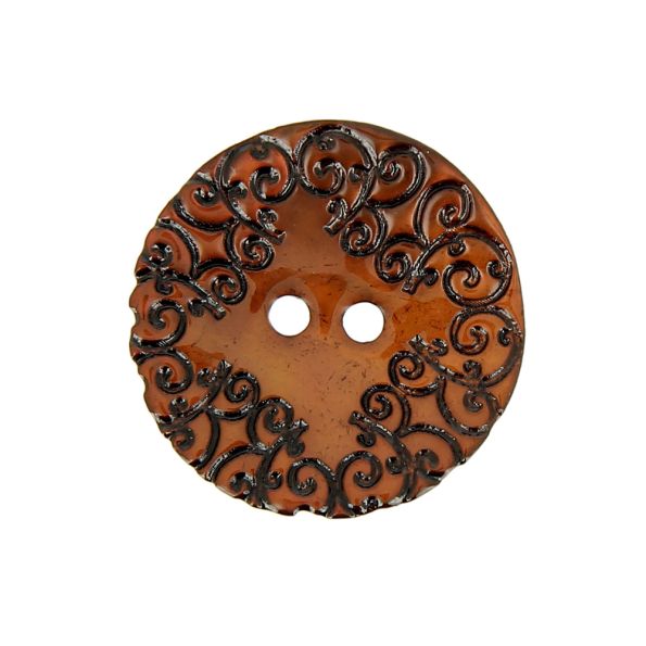 Bouton nacré  gravé 35 mm - Rouille