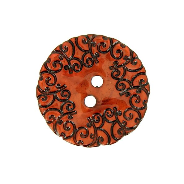 Bouton nacré  gravé 27 mm - Rouge