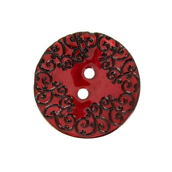 Bouton nacré  gravé 27 mm - Ecarlate