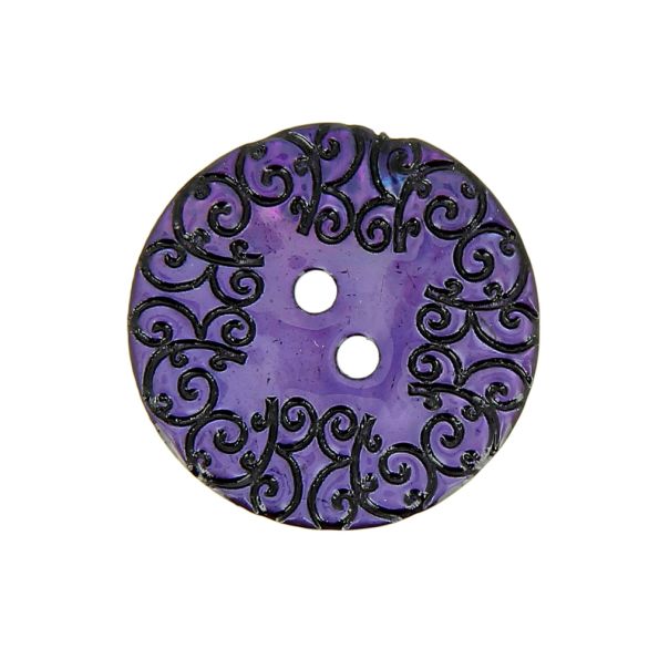 Bouton nacré  gravé 27 mm - Violet