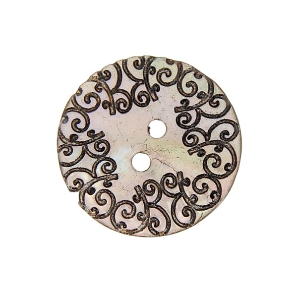 Bouton nacré  gravé 27 mm - Rose clair