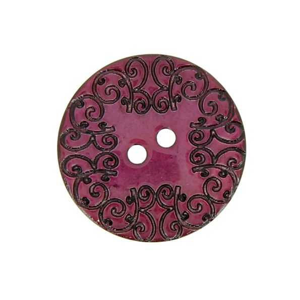 Bouton nacré gravé 27 mm - Rose