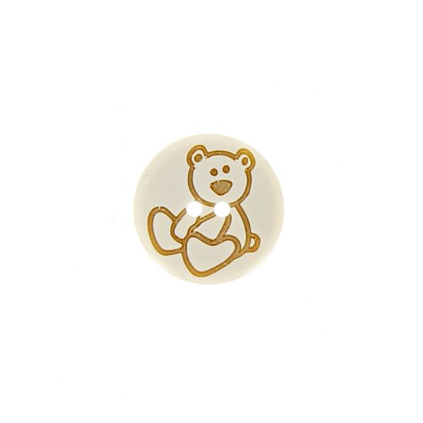 Bouton ourson Teddy 15 mm - Blanc