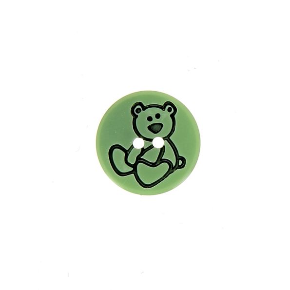 Bouton ourson Teddy 15 mm - Vert