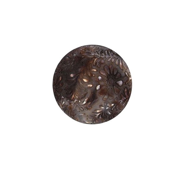 Bouton fleur gravé Pauline 22 mm - Marron