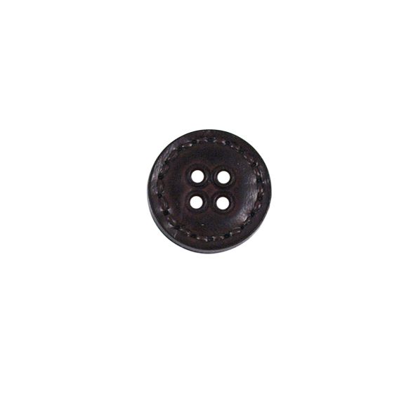 Bouton Joel aspect cuir 15 mm - Marron