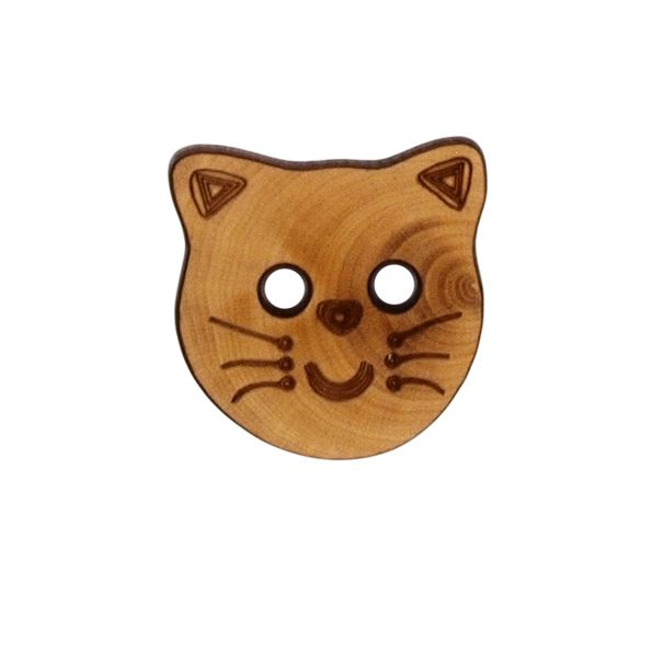 Bouton Johannes tête de chat en bois 25 mm