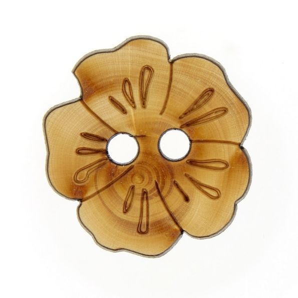 Bouton bois fleur tropicale - 36 mm