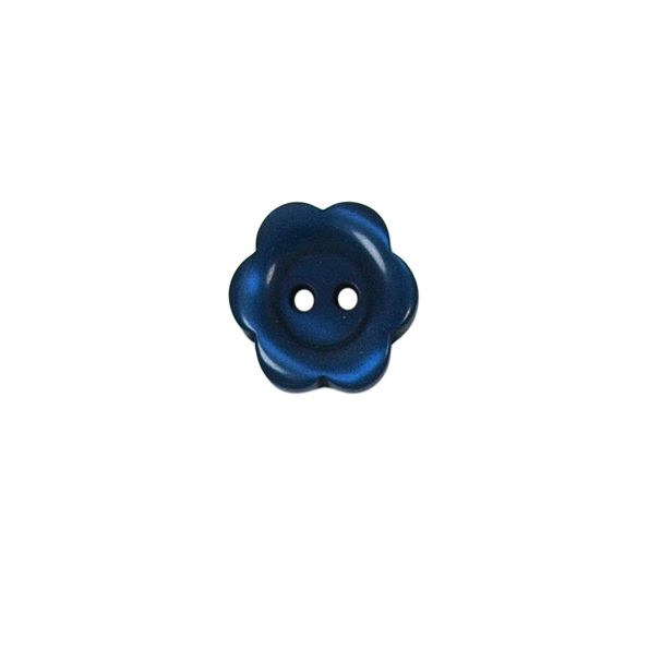 Bouton Yves fleur 15 mm - Bleu foncé