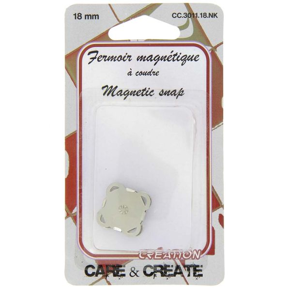 Fermoir magnétique à coudre 18 mm Argent - Care & Create