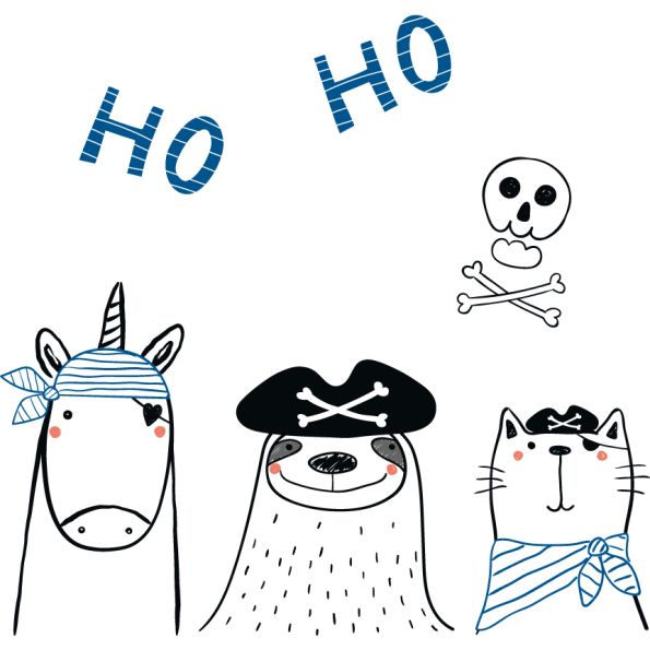 Sticker textile thermo-adhésif 7x7 cm - Animaux pirates