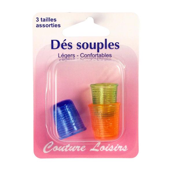 Dés à coudre souples - 3 tailles assorties