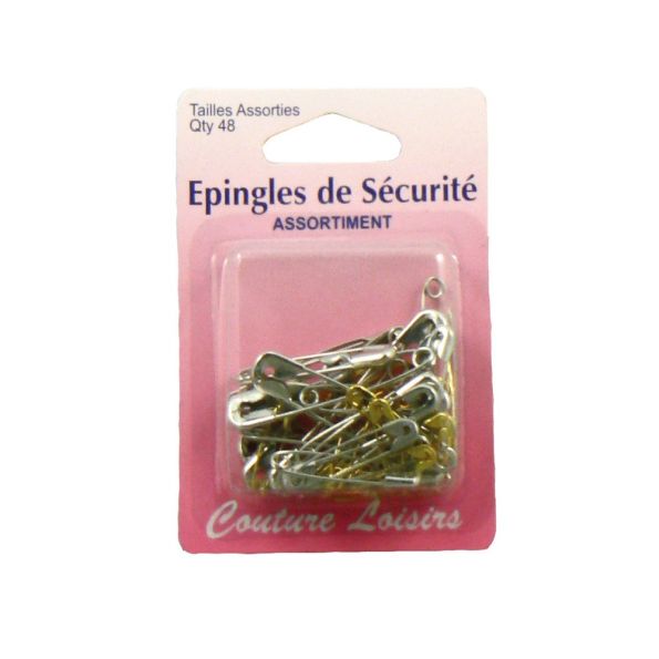 Epingles de sécurité nickel et laiton assorties x48
